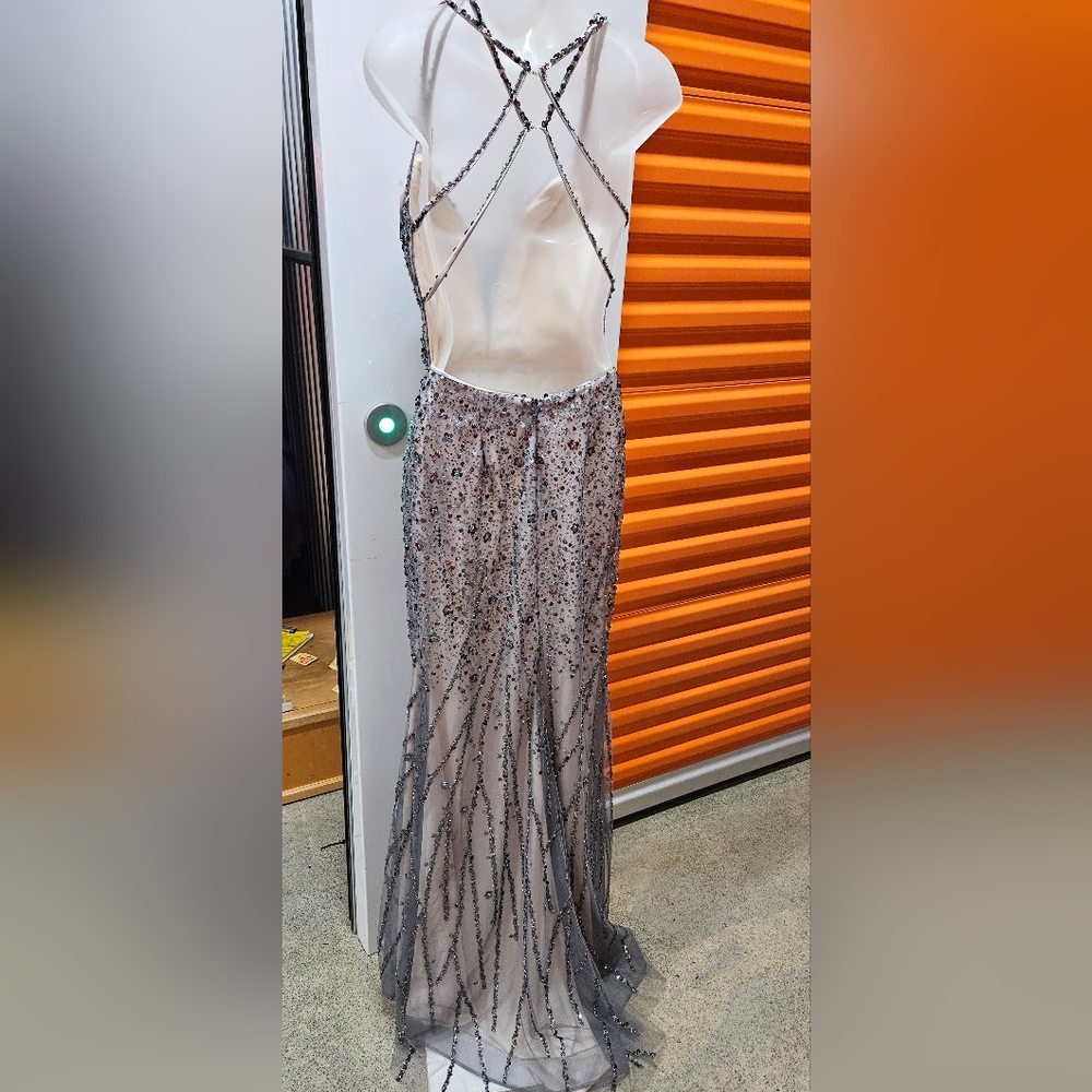 Clarisse #810467 Charcoal Beaded Prom Dress, Size 6 - Picture 5 of 8